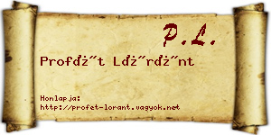 Profét Lóránt névjegykártya